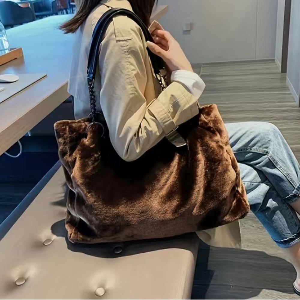Plush Brown Luxury Lux Tote - Picture 6 of 7